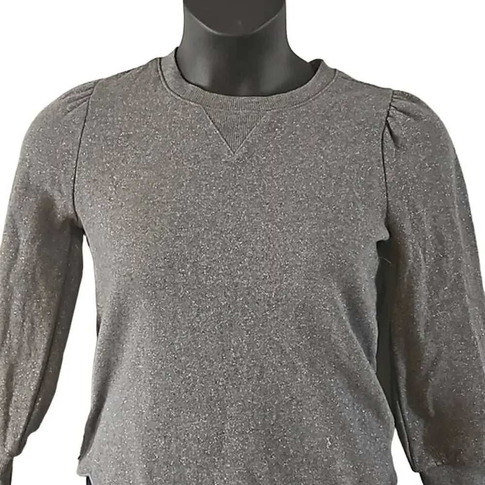 Gap Kids Girls Glitter Gray Sweatshirt - Size XL (10/12) Long Sleeve Pullover